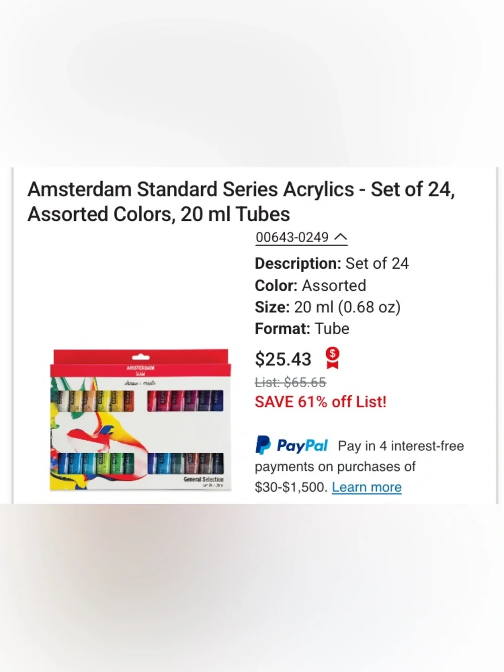 AMSTERDAM - Acrylic 24 X 20ml like new